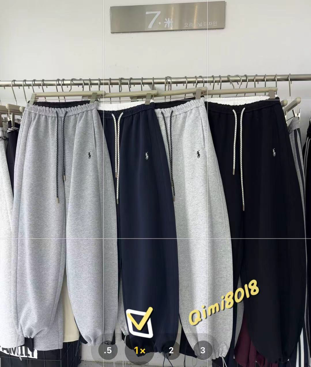 纯色抽绳撞色高腰束脚卫裤显瘦百搭长裤