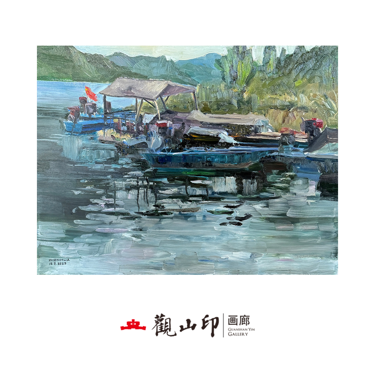 WZH原创手绘油画60x80cm美式田园风卧室书房沙发背景挂画2764