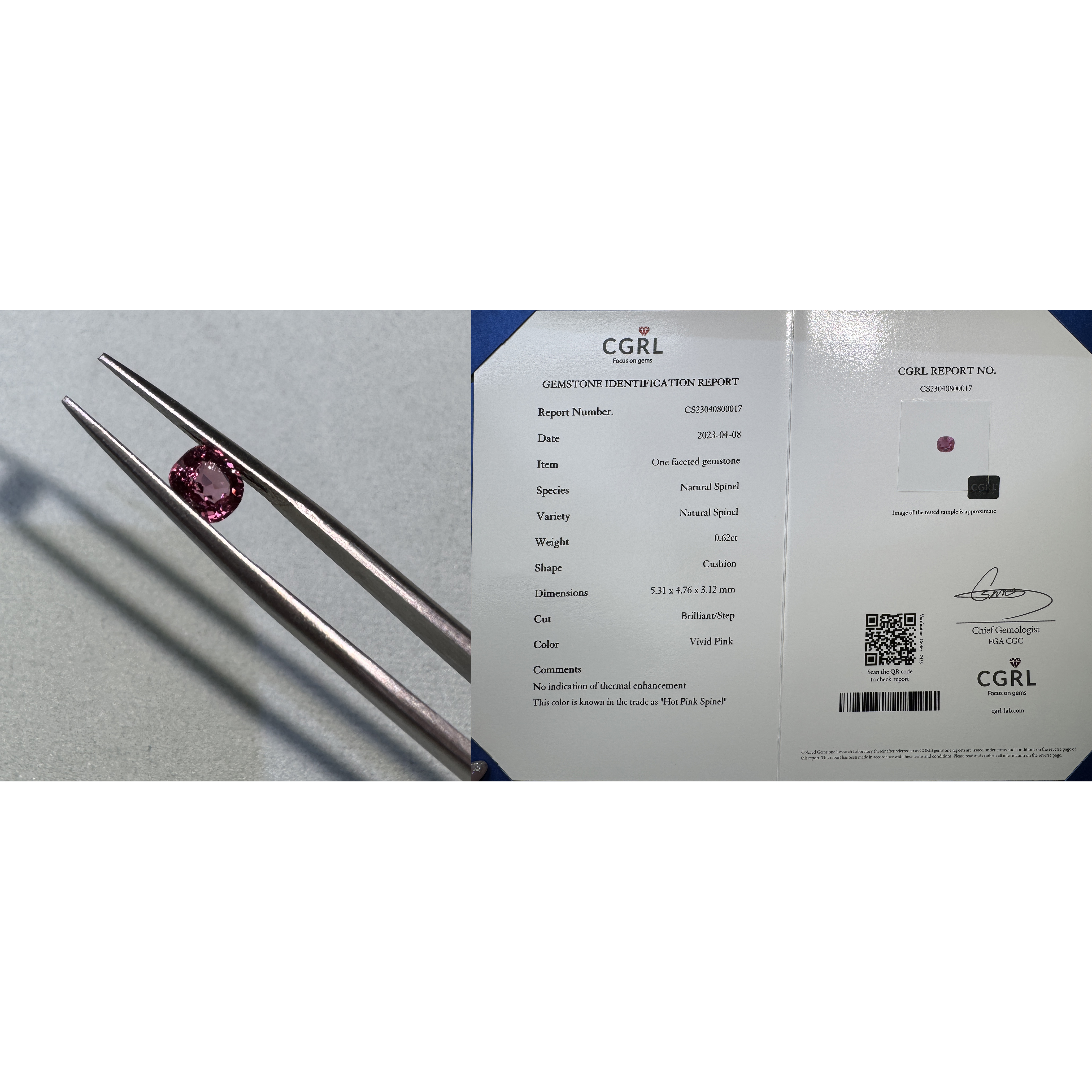 33 热粉色 spinel 0.62ct