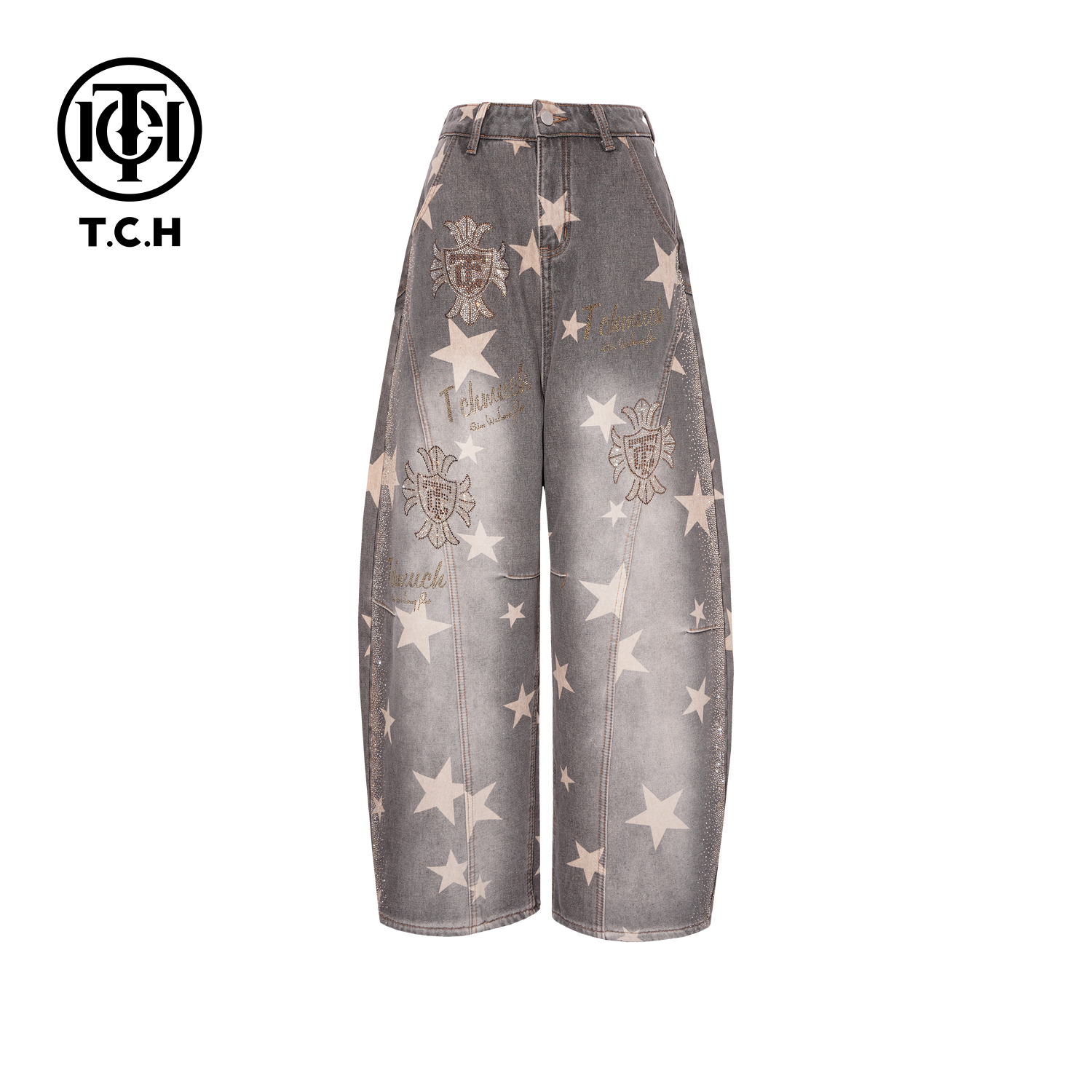 TCH【弯刀牛仔】冬款百搭时尚烫钻休闲风女装牛仔裤T75D20E5019