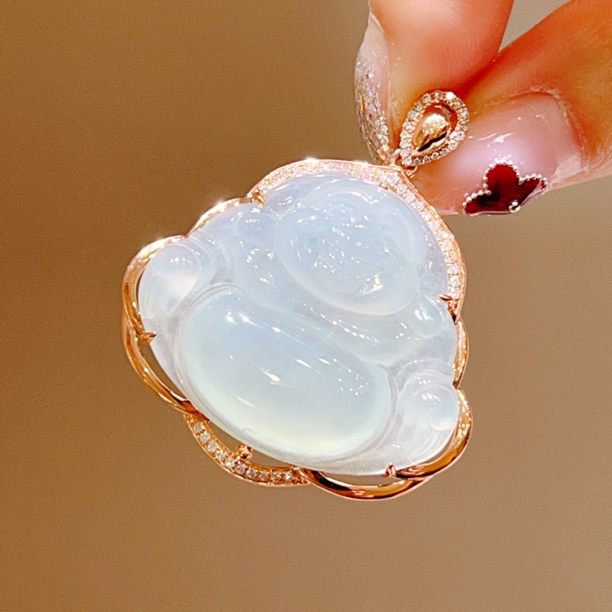 18k玫瑰金翡翠吊坠 6980