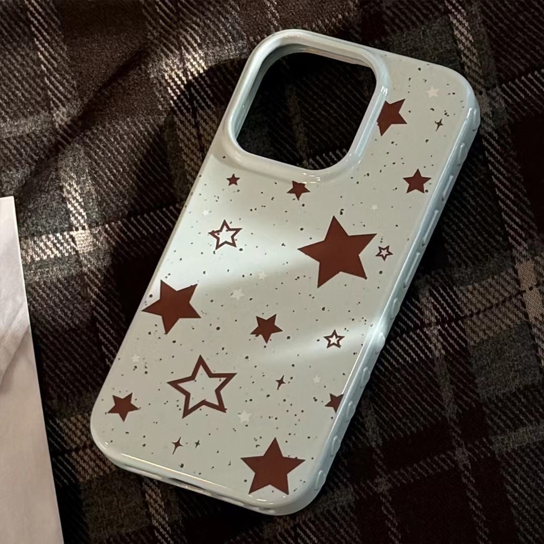 【包相机按键】ins冬日泼墨星星适用苹果171615手机壳iPhone14/13软