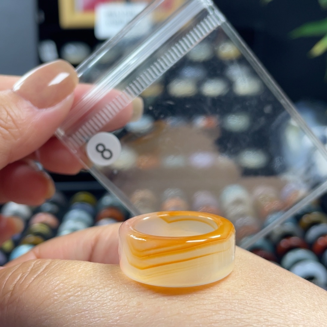 玛瑙/玉髓未镶嵌戒指8号港码18.5直径18.3（非质量问题.不退不换）