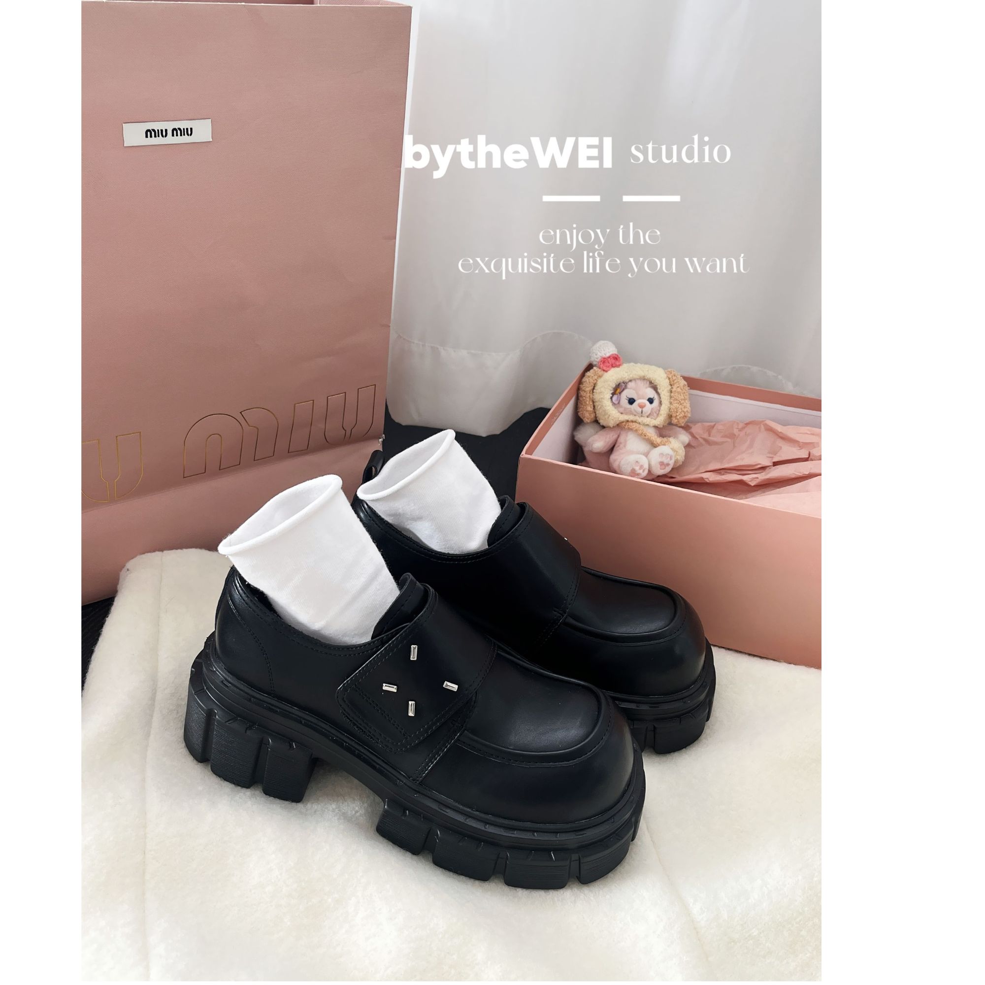 bytheWEI【四角乐福】2025春季新款百搭小皮鞋女厚底乐福鞋1579-21