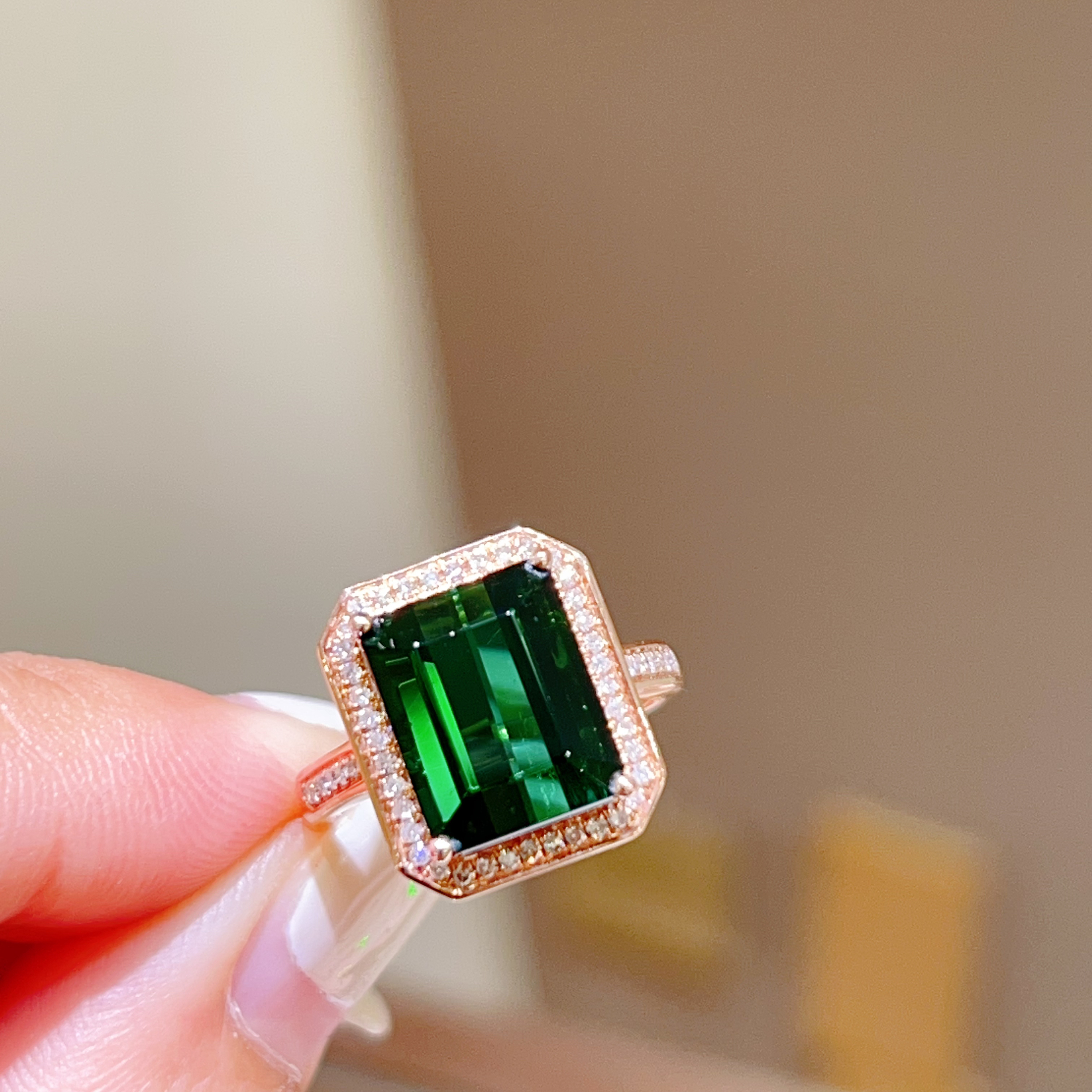 6.8ct 18k玫瑰金碧玺戒指 7980