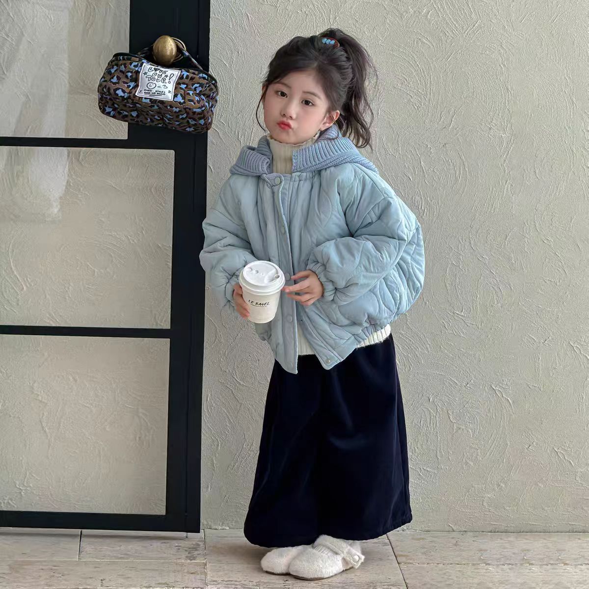 女童冬装外套2025新款洋气女孩宝宝冬季夹棉棉服儿童秋冬款面包服