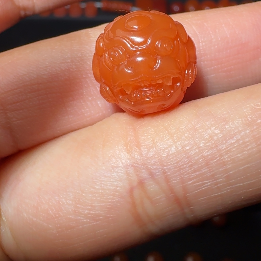 南红玛瑙未镶嵌貔貅雕刻圆珠14