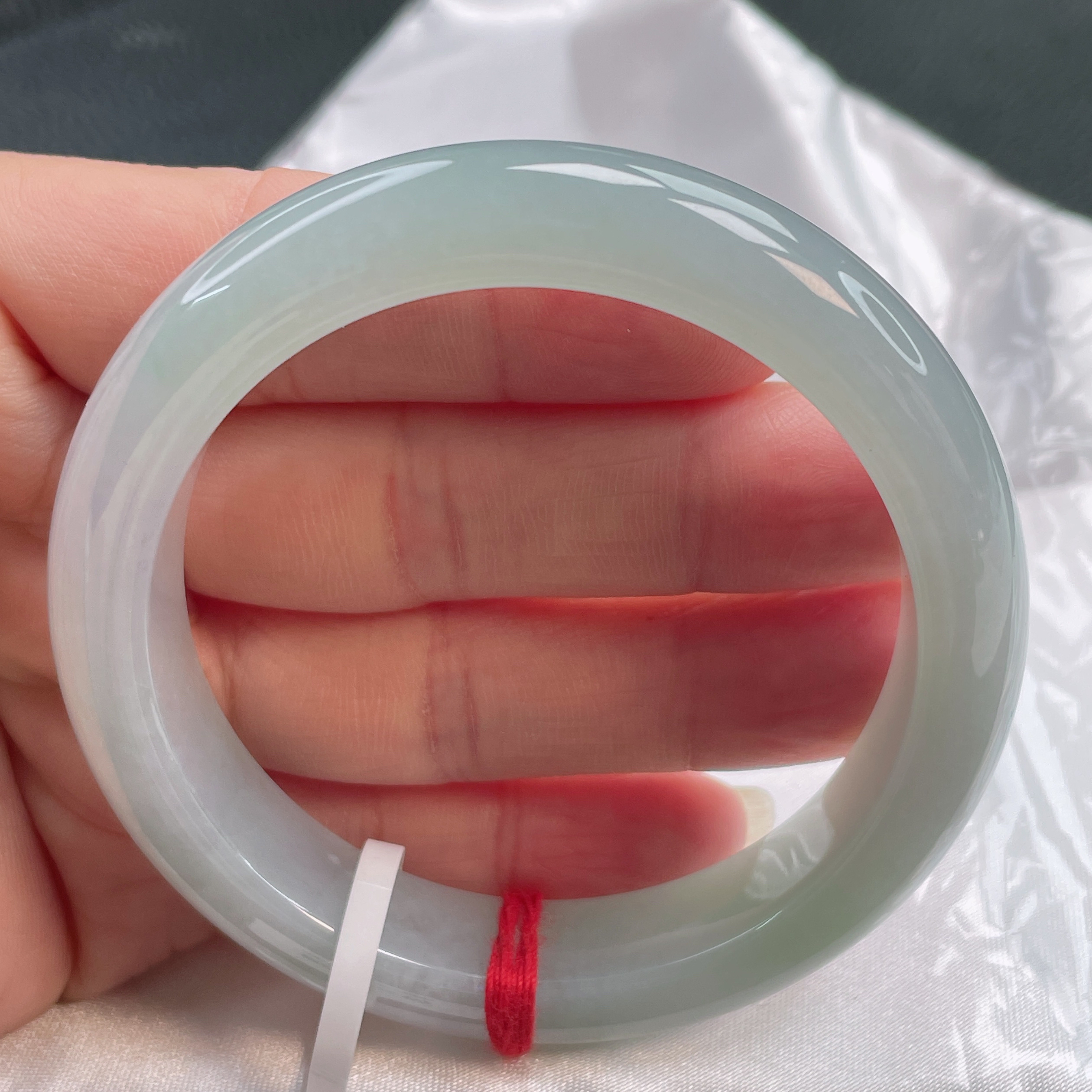 1807缅甸天然A货翡翠手镯54圈冰润浅绿手镯时尚百搭少女款精美