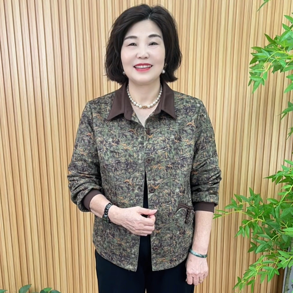 妈妈装潮牌女装宽松春秋装外套休闲百搭长袖大码老年潮牌V8816