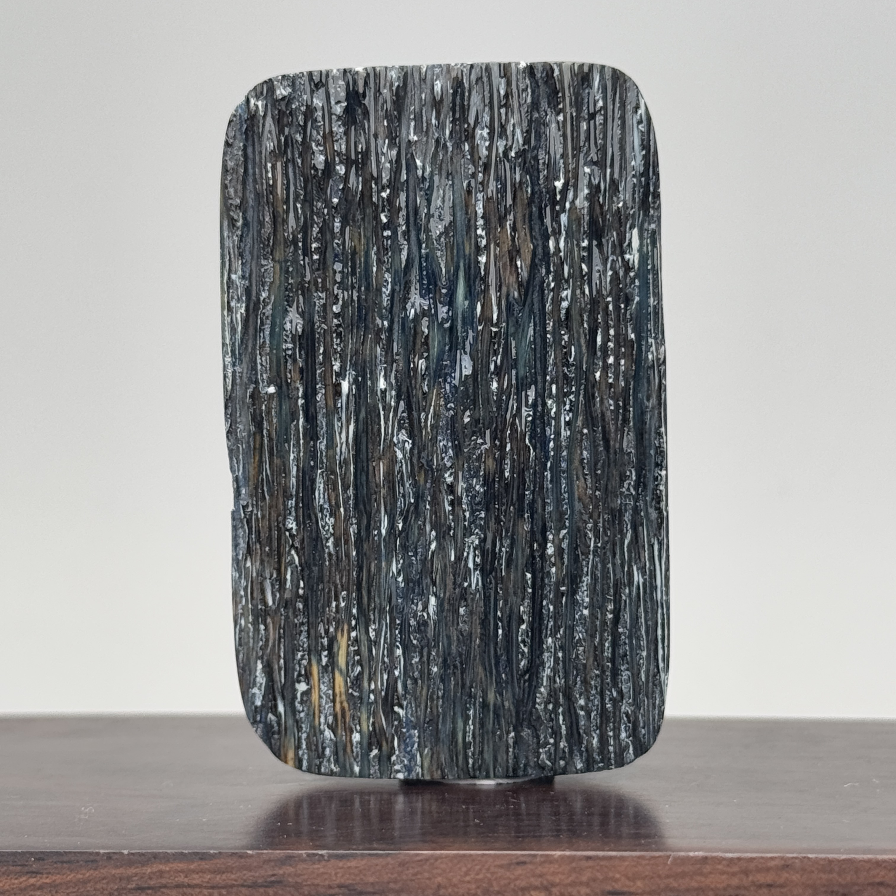 DEZHI/德志63*40*18mm62.6g蓝皮树皮纹无事牌猛犸牙K476打孔绑绳