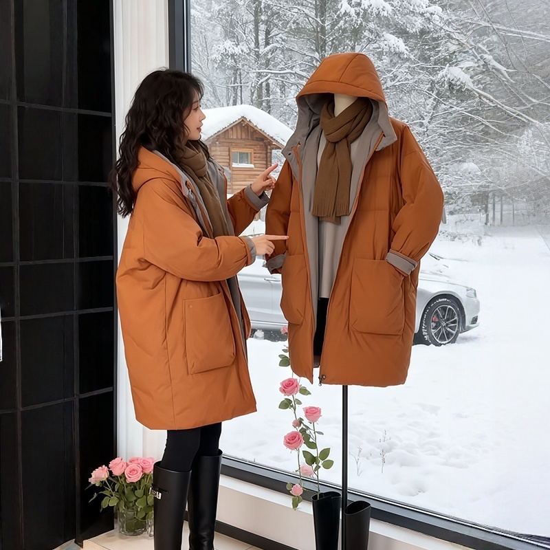 2025秋冬时尚休闲宽松显瘦加厚保暖棉衣季气质双面穿连帽棉服外套