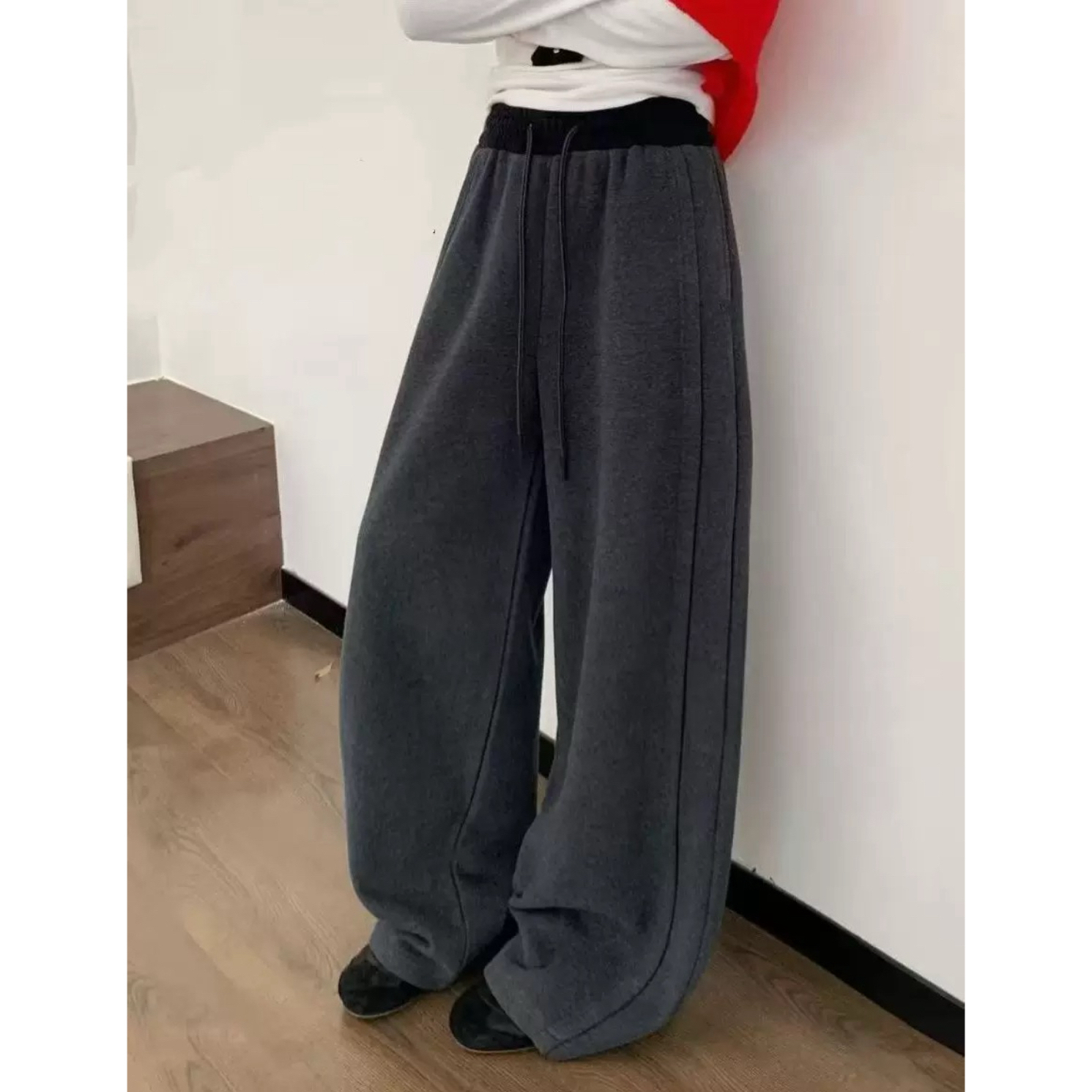 【周周家】796#腰头拼色弯刀卫裤