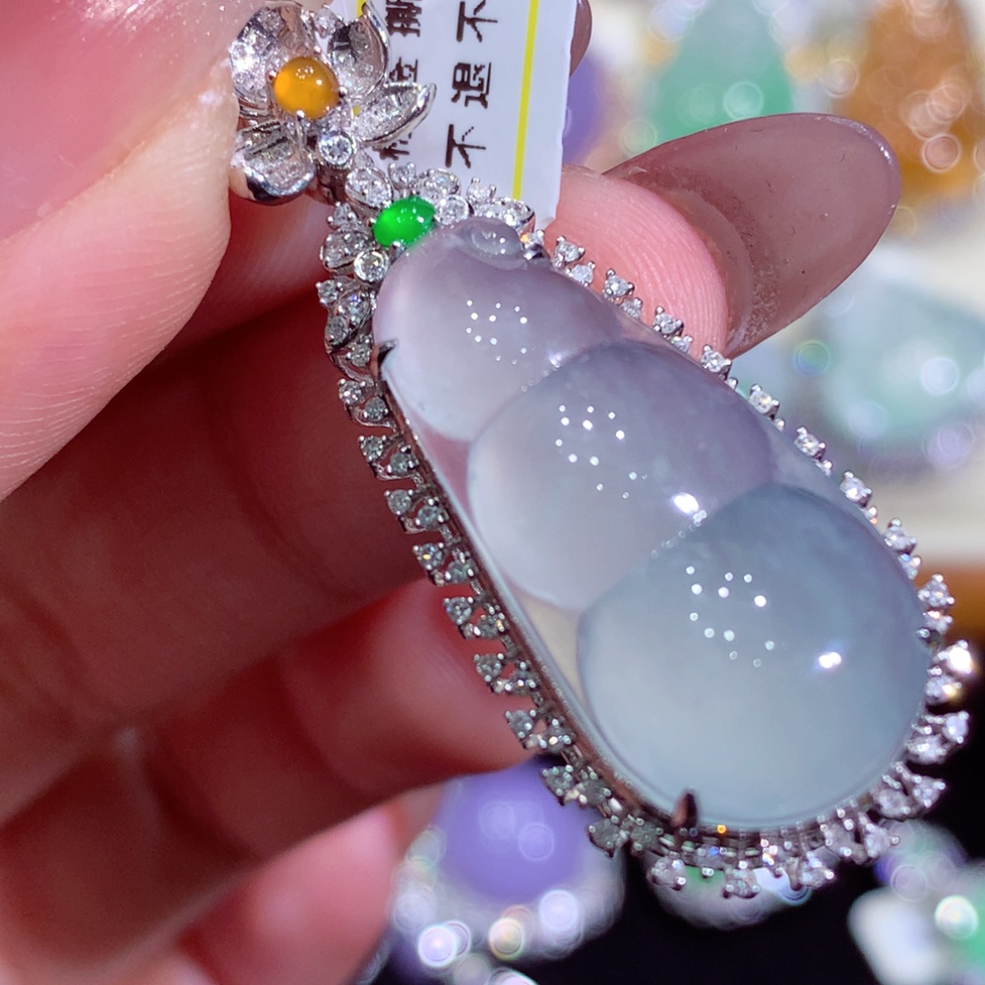 翡翠18K金镶嵌吊坠(不含链)