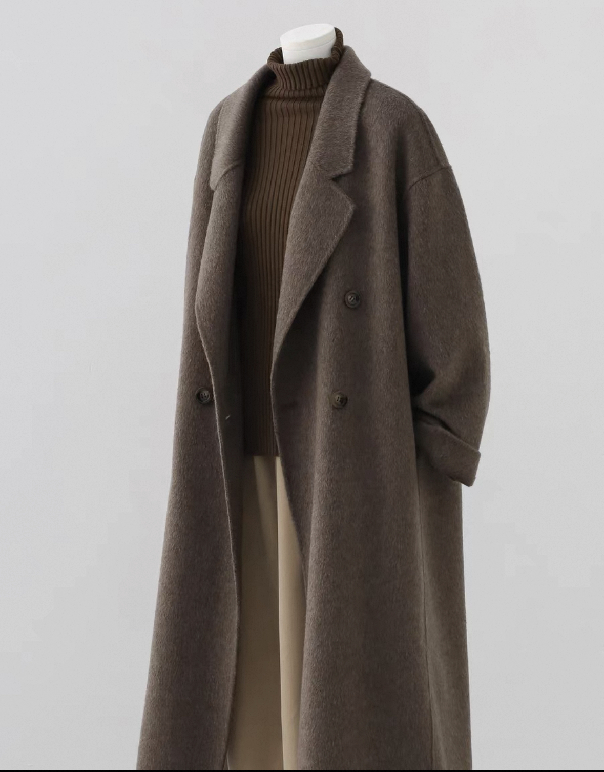 A121-A135秋冬呢大衣冬季驼色长款女中长款宽松型毛呢外套排扣