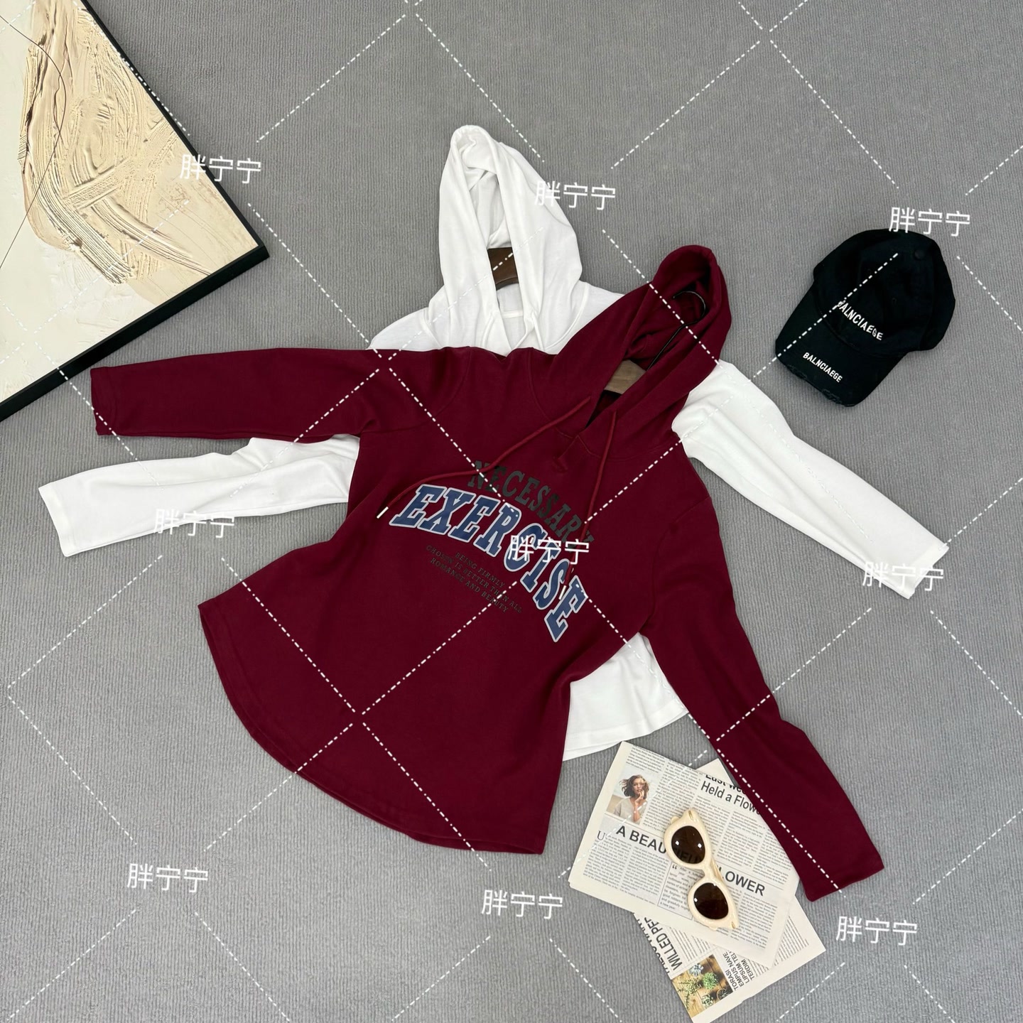 正肩百搭字母连帽衫卫衣（衣长65左右）