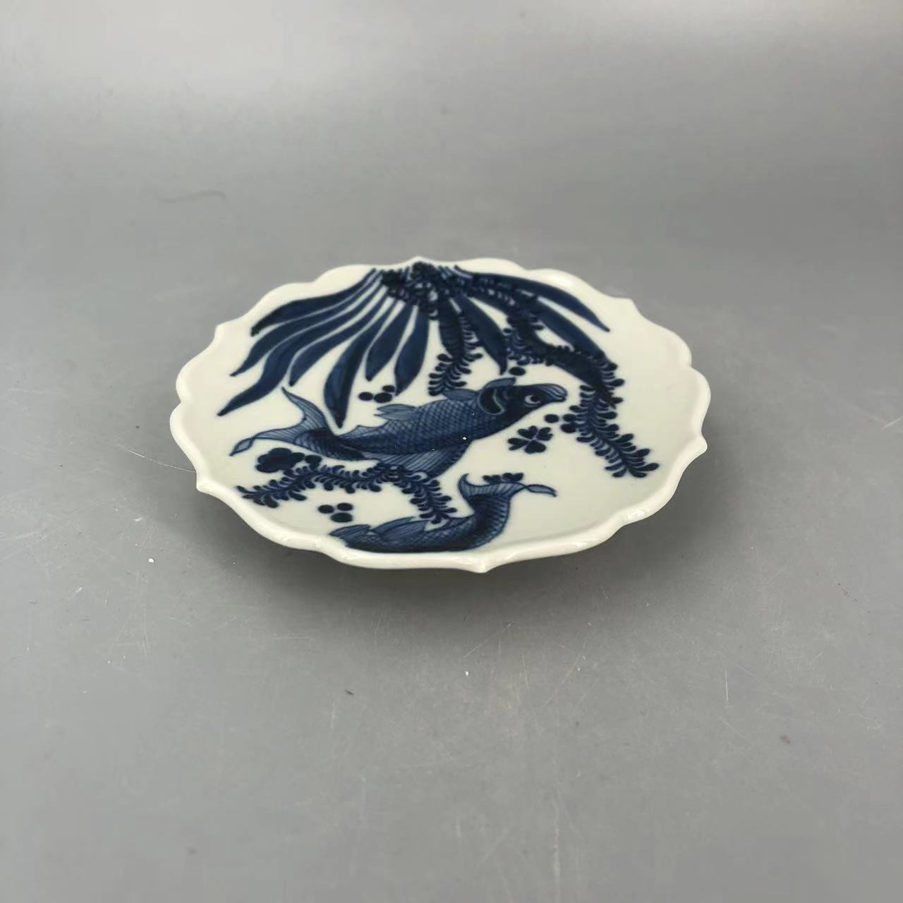 【景德】元邑 鱼藻纹盖置 陶瓷 yy0007