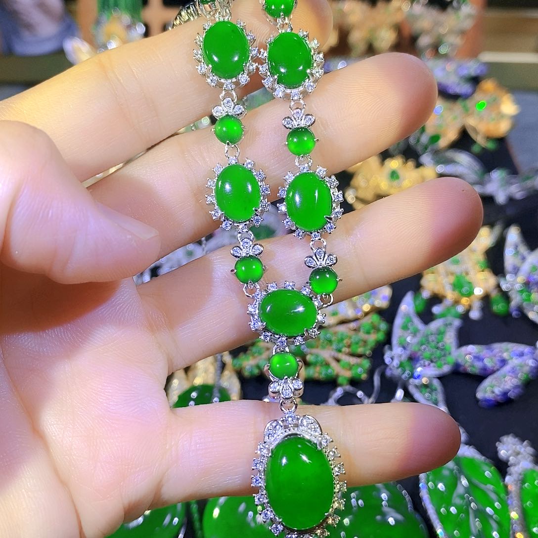 吊坠(不含链)银S925镶嵌翡翠