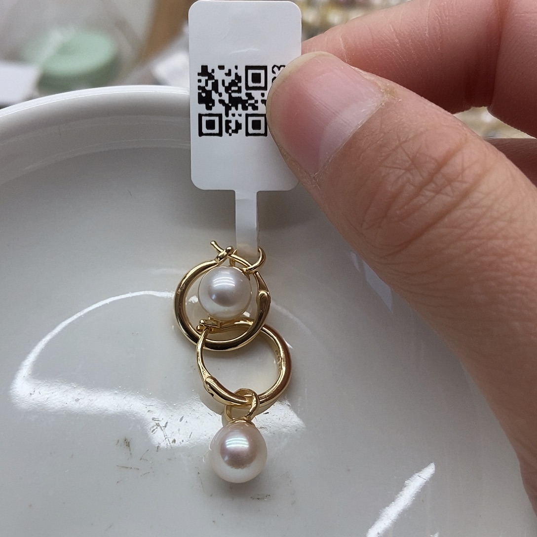 银S925镶嵌耳饰海水珍珠@@E0033