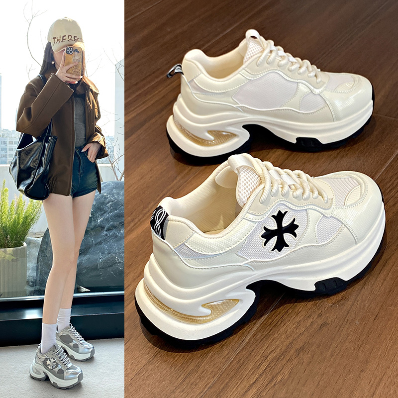 【太古仓渠道】网面透气老爹鞋女厚底小个子户外休闲运动鞋女