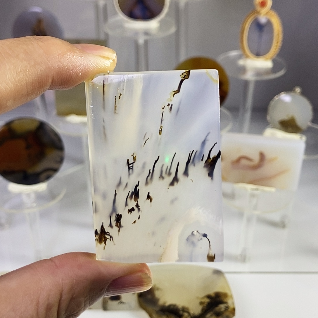 合成碳硅石非金属时尚图纹画面石饰品