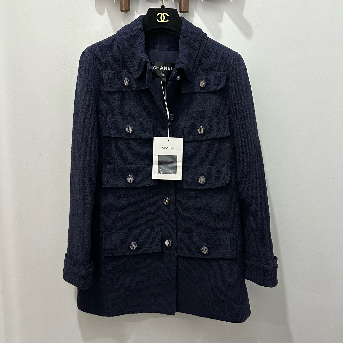 99新 Chanel/香奈儿 Chanel 20早春藏蓝色编织外套 38码