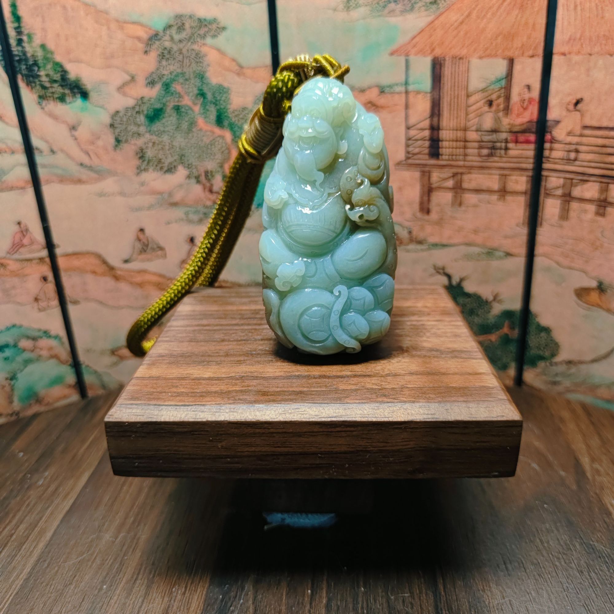 B和田玉财神手把1368
