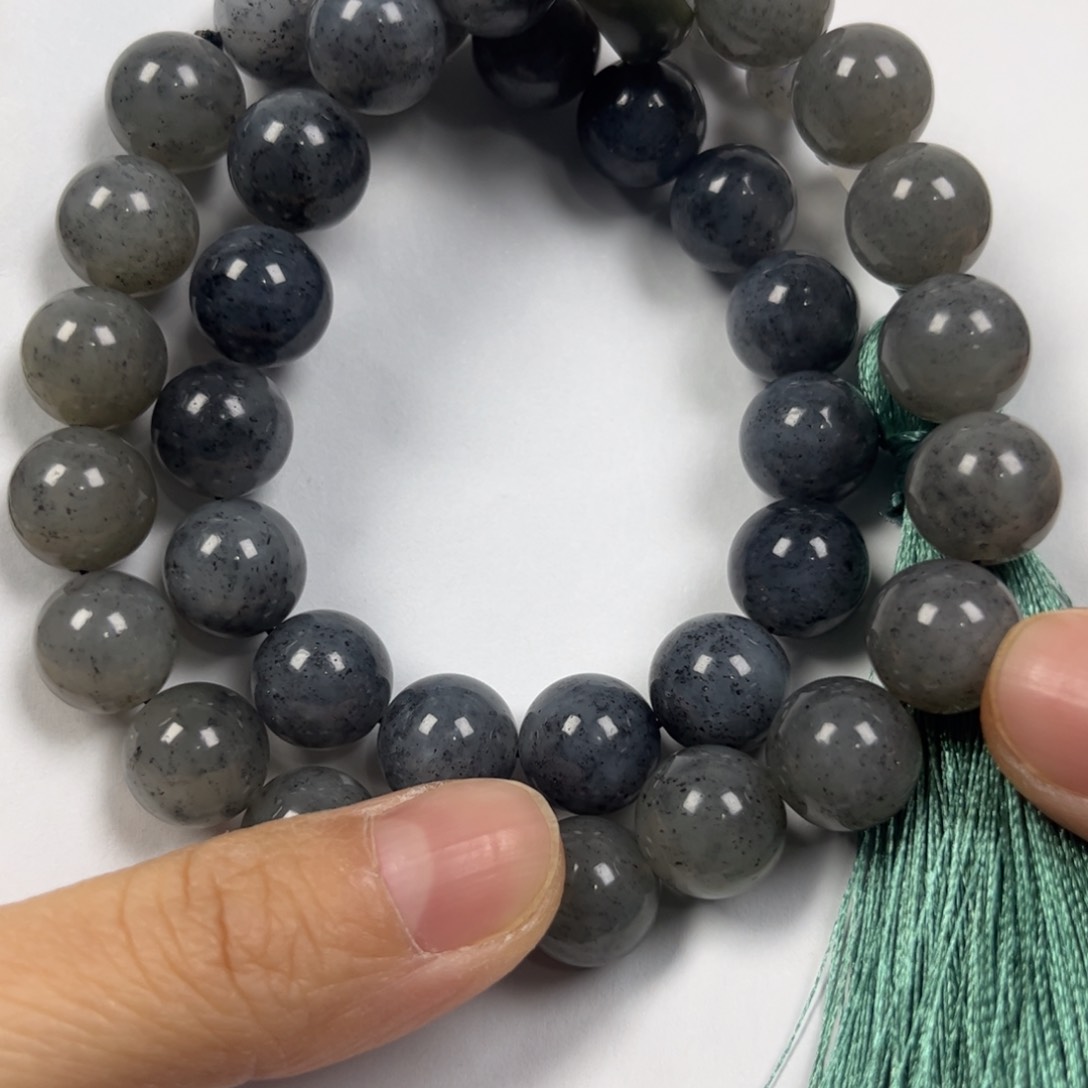 和田玉手链未镶嵌卡12圆珠36颗珠子手持