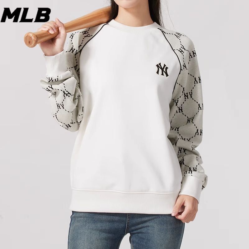 MLB 24秋季新款NY时尚情侣宽松卫衣休闲舒适透气套头衫专柜正品