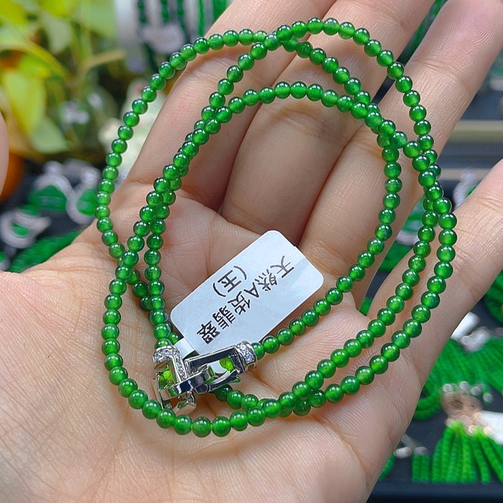 翡翠颈饰未镶嵌圆珠项链3