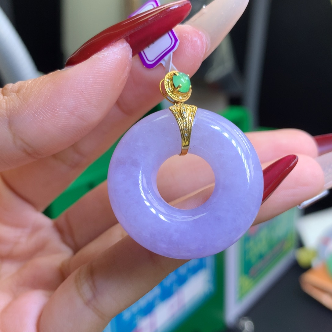 翡翠颈饰18K金镶嵌L****丹天然