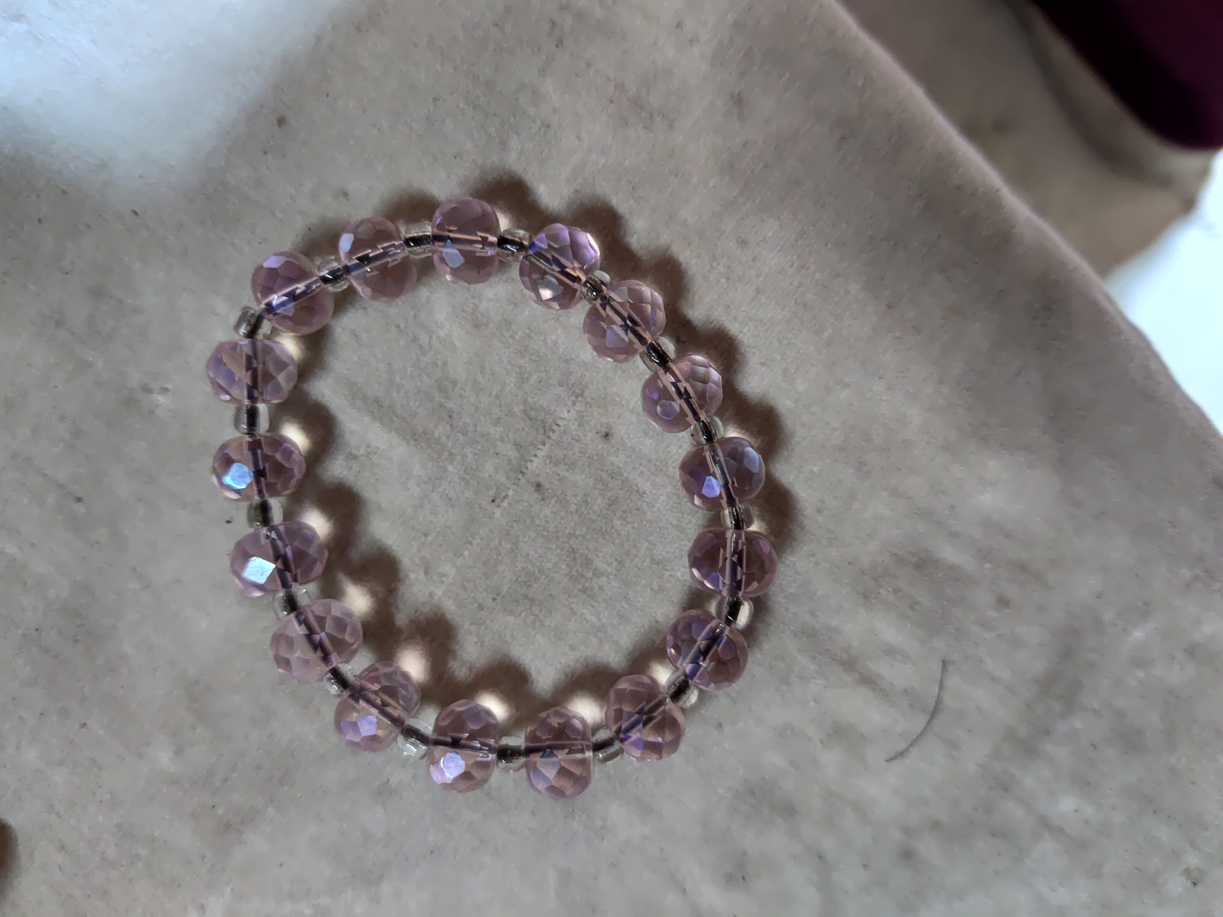 非金属仿水晶手链 琉璃粉色多面手串