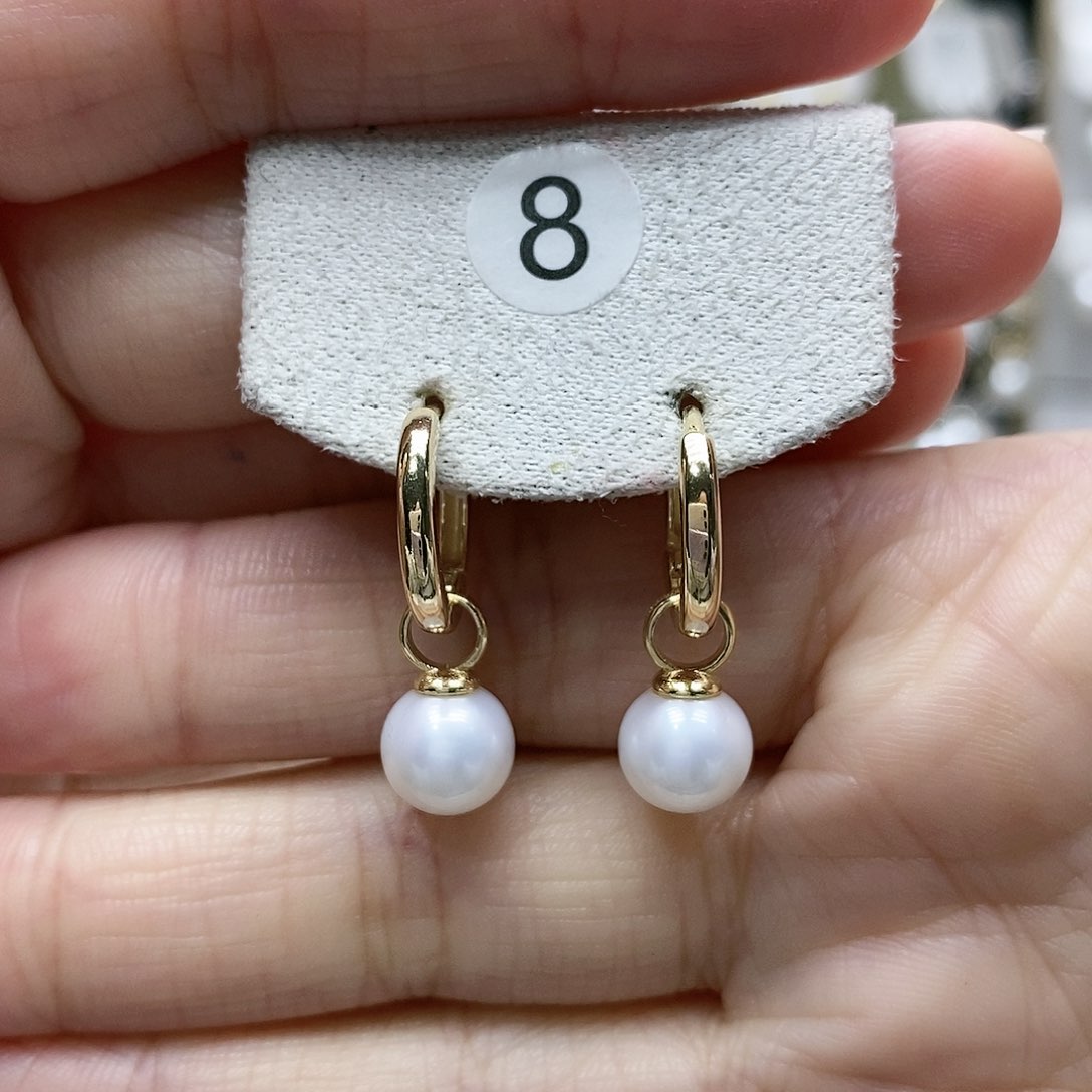 淡水珍珠耳饰银S925镀金镶嵌