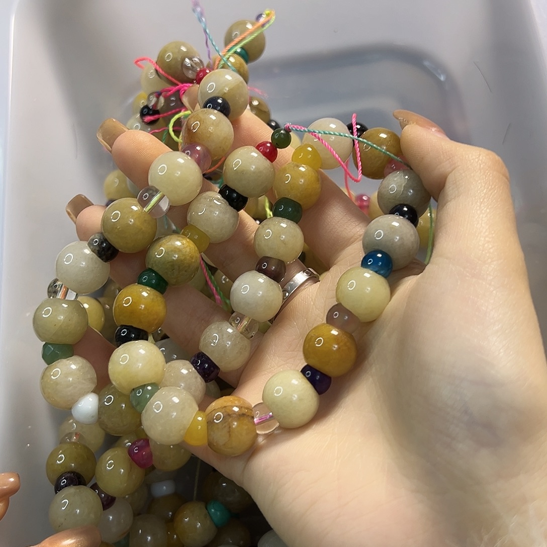 玛瑙/玉髓未镶嵌珠宝半成品老黄玉多宝一条