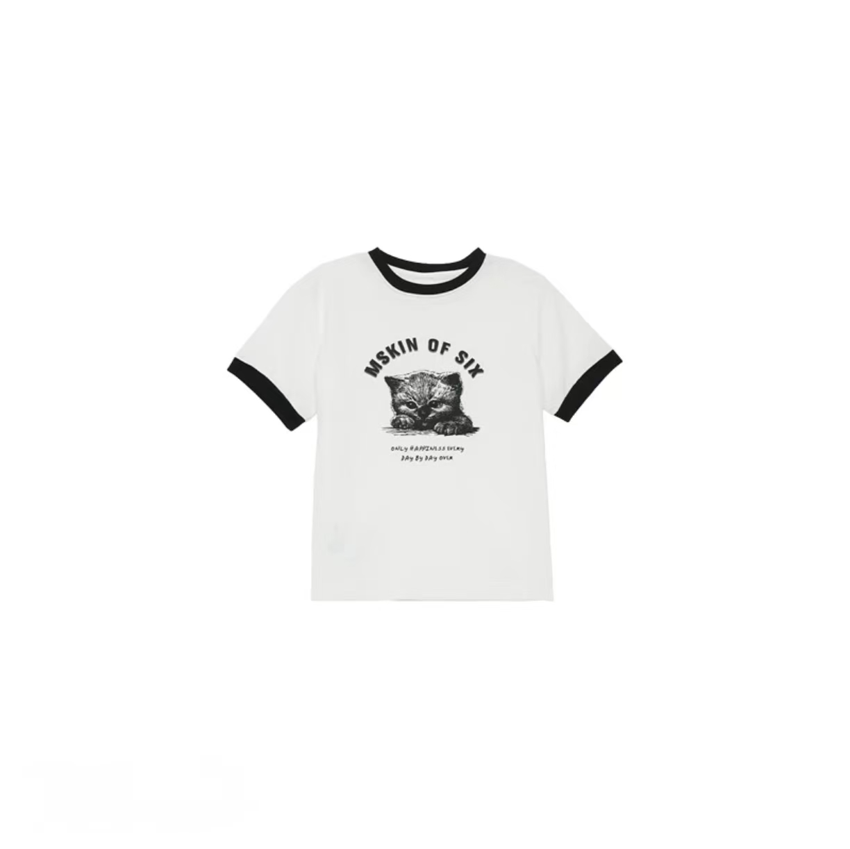 深圳南油MSKIN⑥正版拼接猫咪短袖T恤