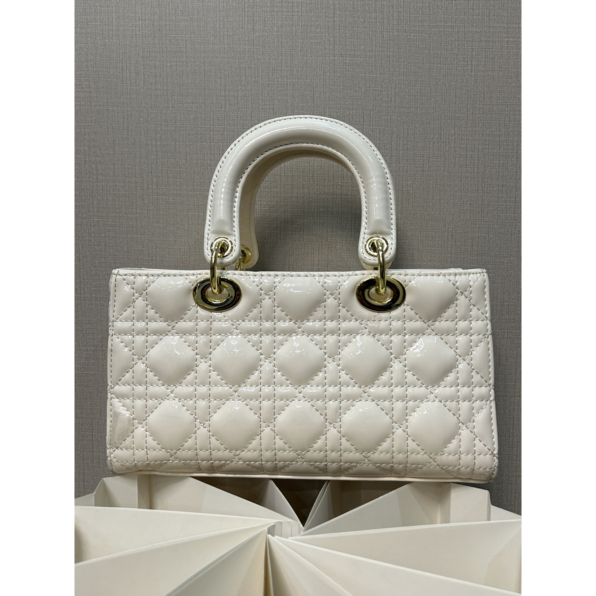 TOLEX2025新款手工时尚横三格真皮女包白色两格