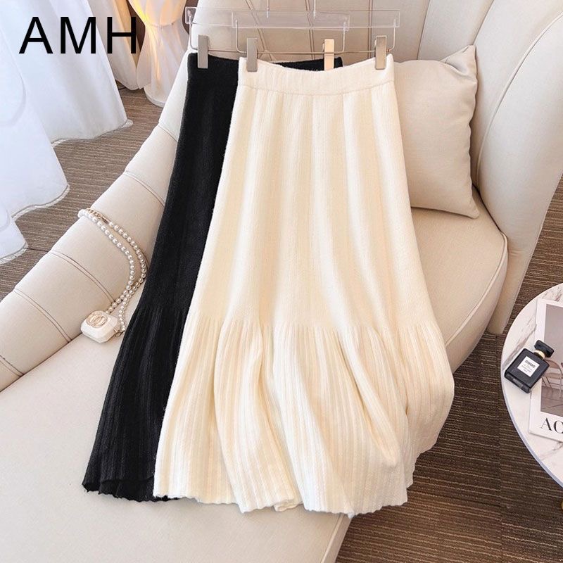 551-600秋冬毛衣半身裙复古港风鱼尾裙百褶裙子高腰显瘦