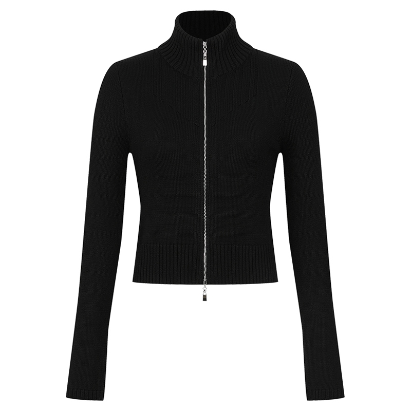 UR2025秋季新款女潮流双开拉链修身针织开衫UYV950050+