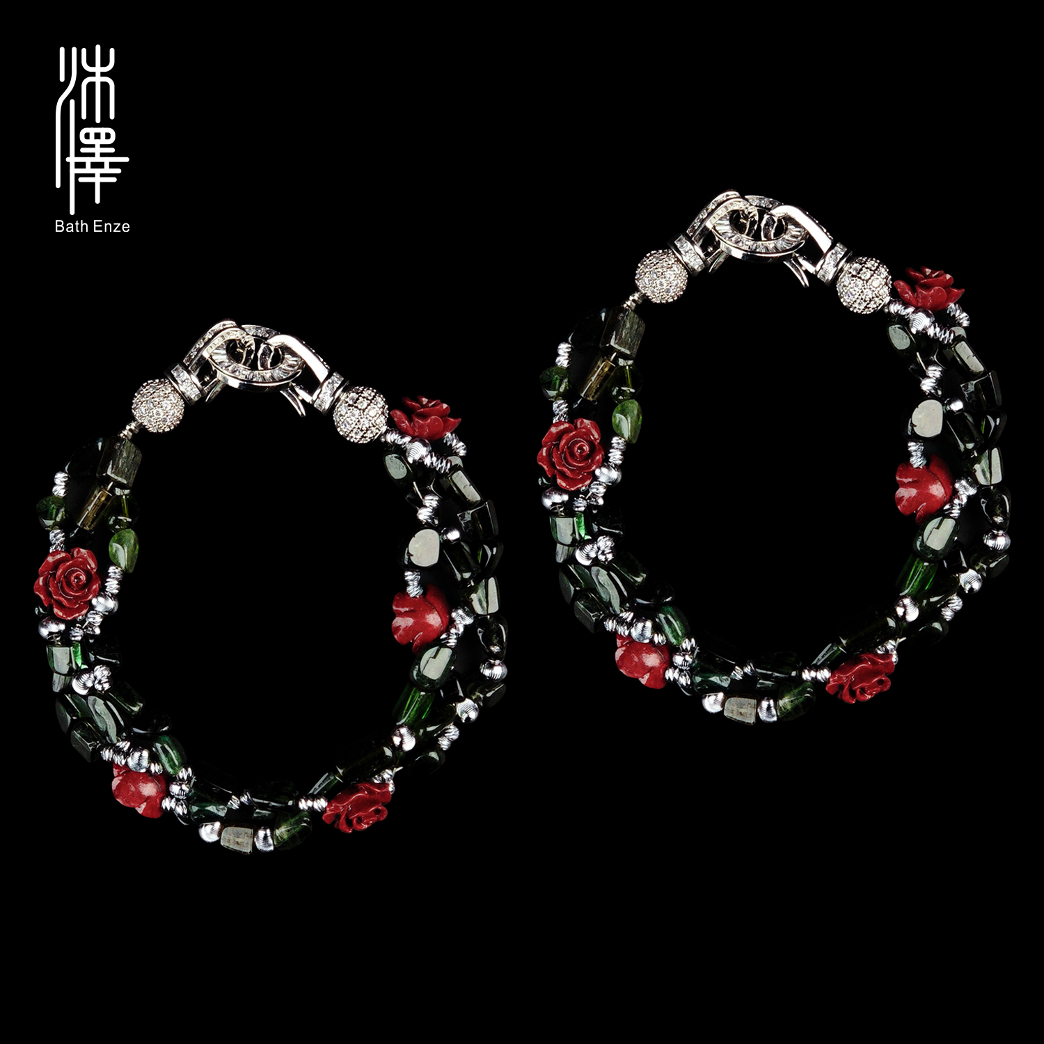 沐泽【老佛爷】原矿老料重工编织幽绿碧玺手链（多样性发其一）