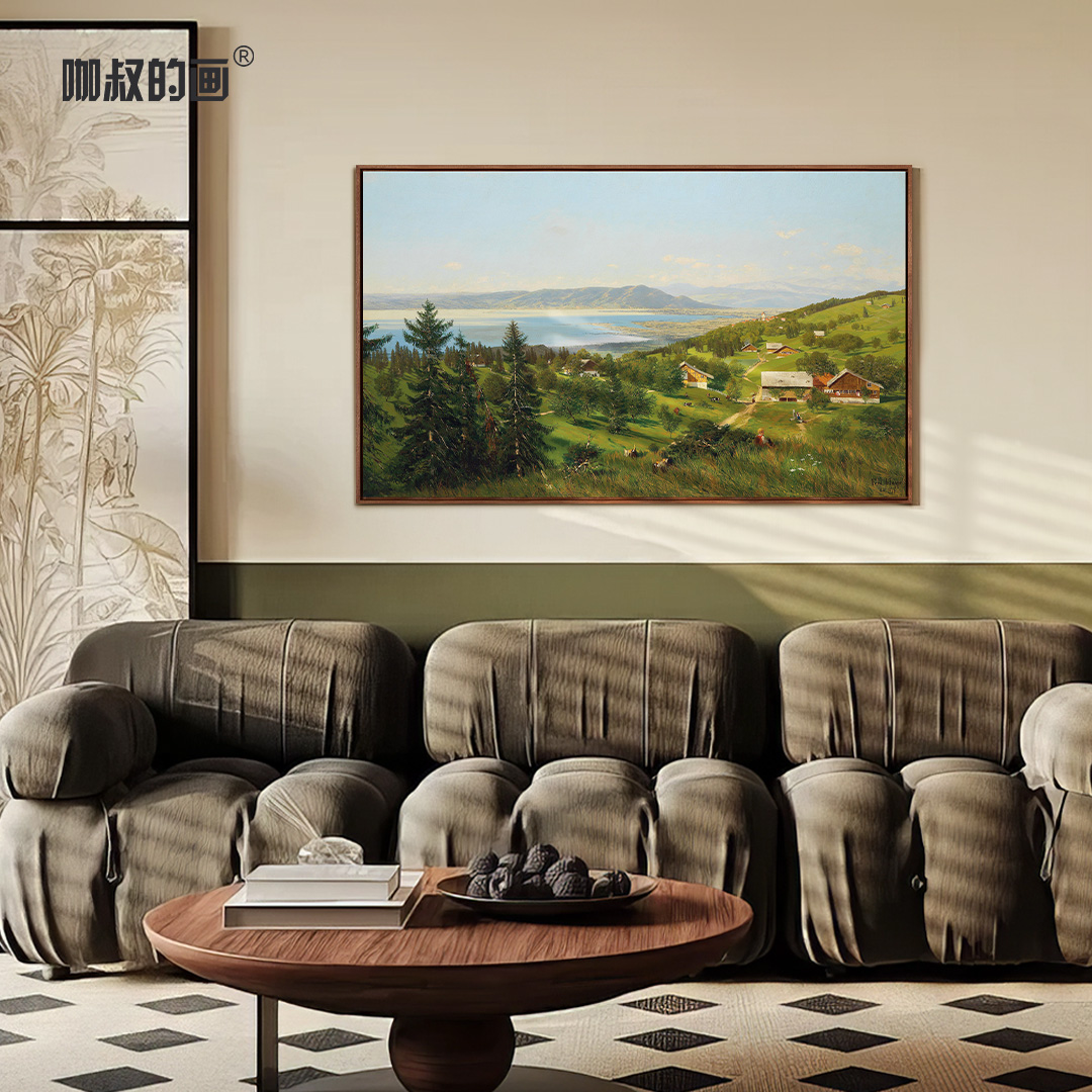 新品】霍德勒《博登湖》版画客厅餐厅装饰画手工肌理客厅墙壁挂画