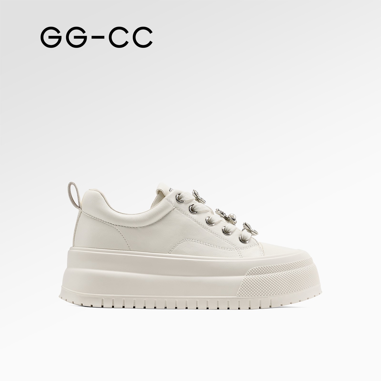 GG-CC【轻氧甜心】潮流时尚钻饰厚底小白鞋女秋季新款元气板鞋8879
