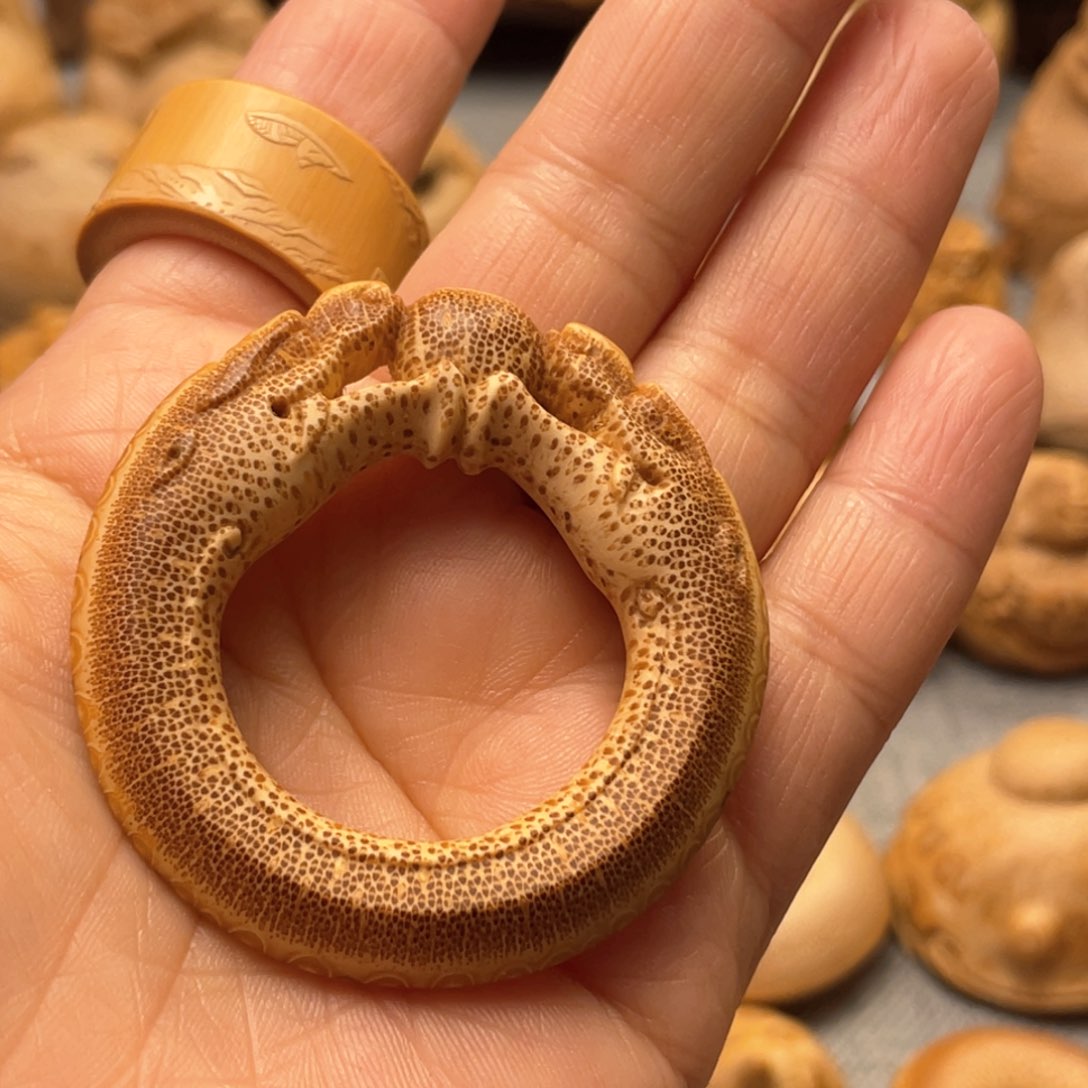 竹六*斋竹根雕赤龙竹圈