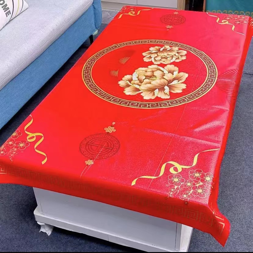 大红牡丹（宽90*长150）沙线防水防油免洗餐桌 茶几布家用简约防油