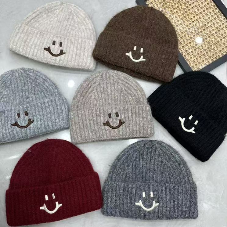 帽子秋冬刺绣针织帽卷檐冬季冷帽情侣男士圆顶百搭