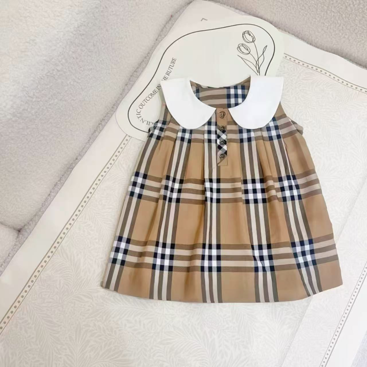 【大小时光】夏装女童英伦风连衣裙薄款宝宝背心裙儿童裙子