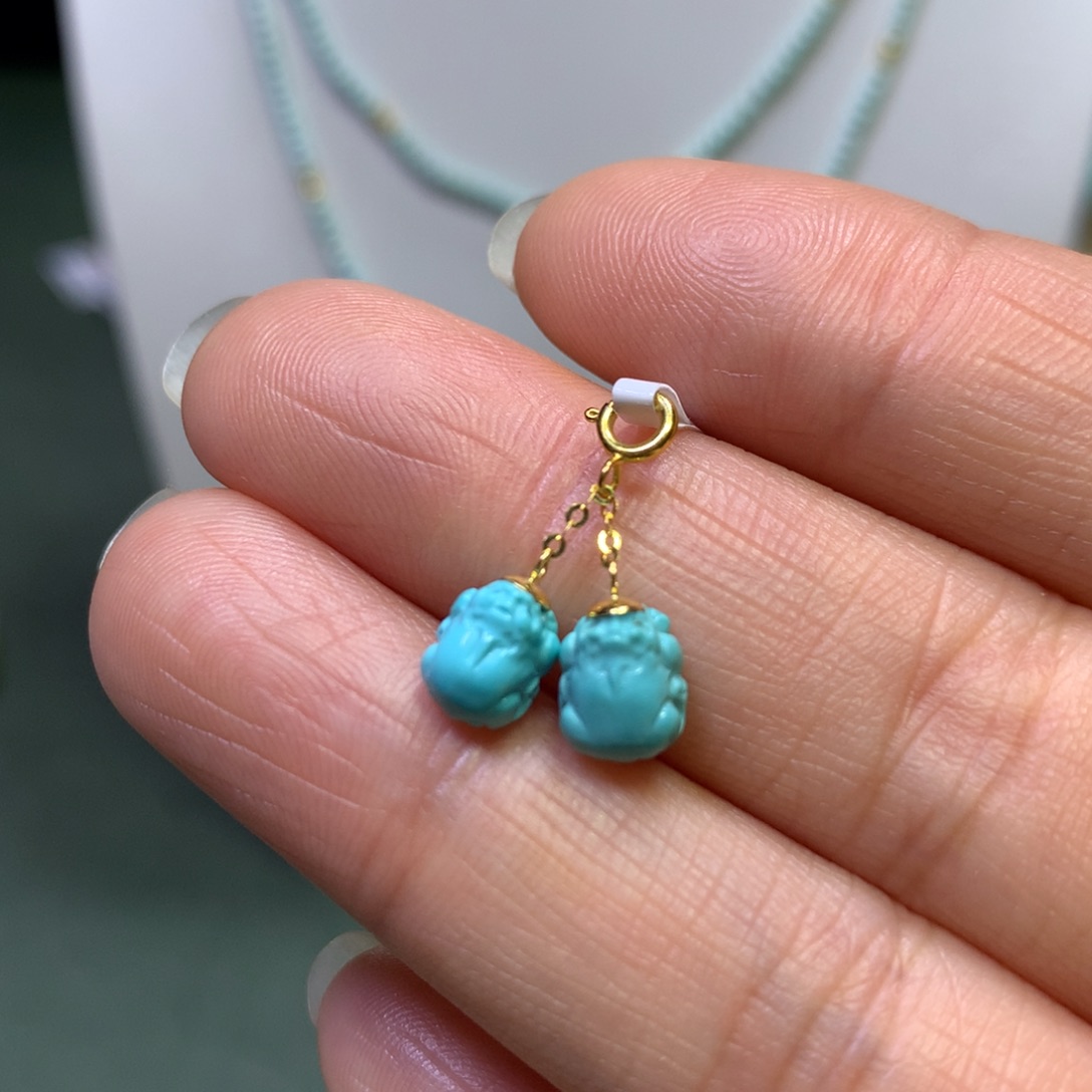 绿松石挂件18K金镶嵌