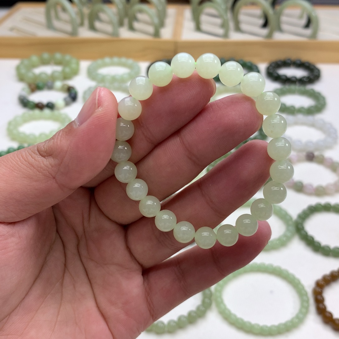 和田玉手串（晴水7.8）未镶嵌