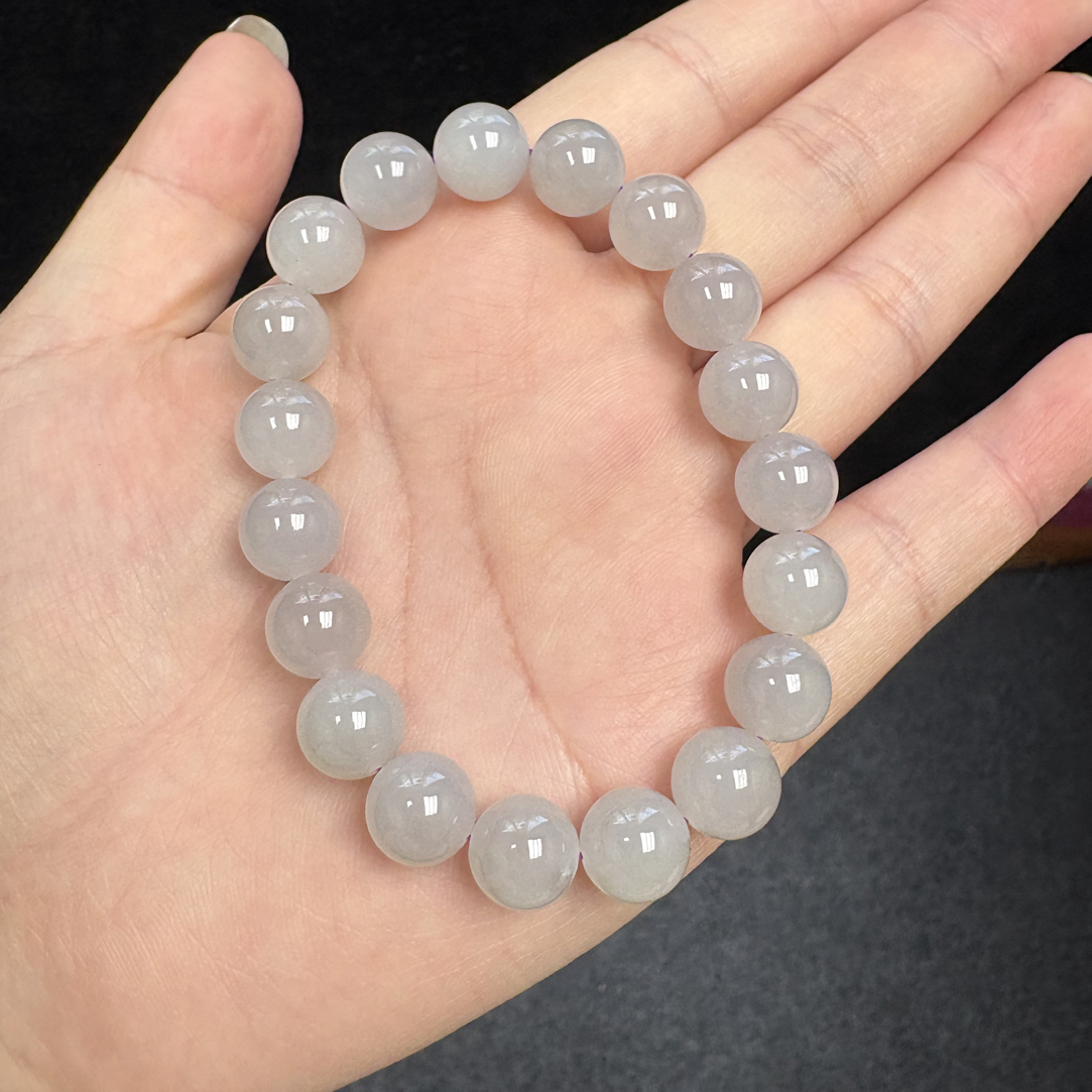 精品和田玉烟紫手串圆珠10mm