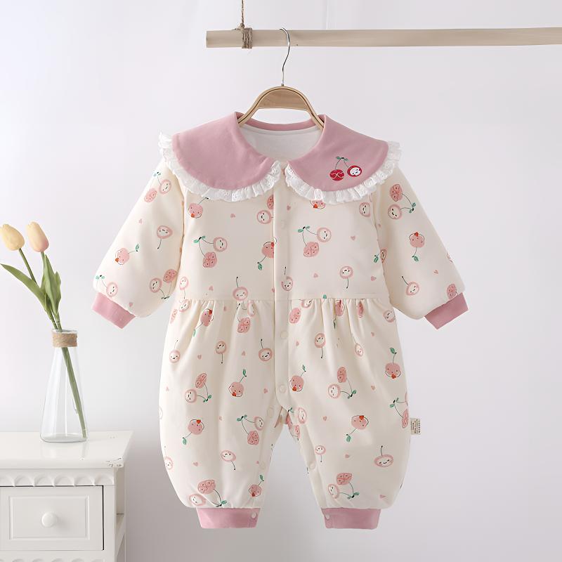 萌宝才子春秋冬款新生儿衣服纯棉加厚保暖连体衣女宝宝棉衣外出服