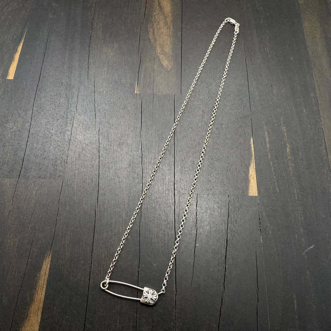未使用 45cm Chrome Hearts 克罗心 白钻 别针 rollchain 项链