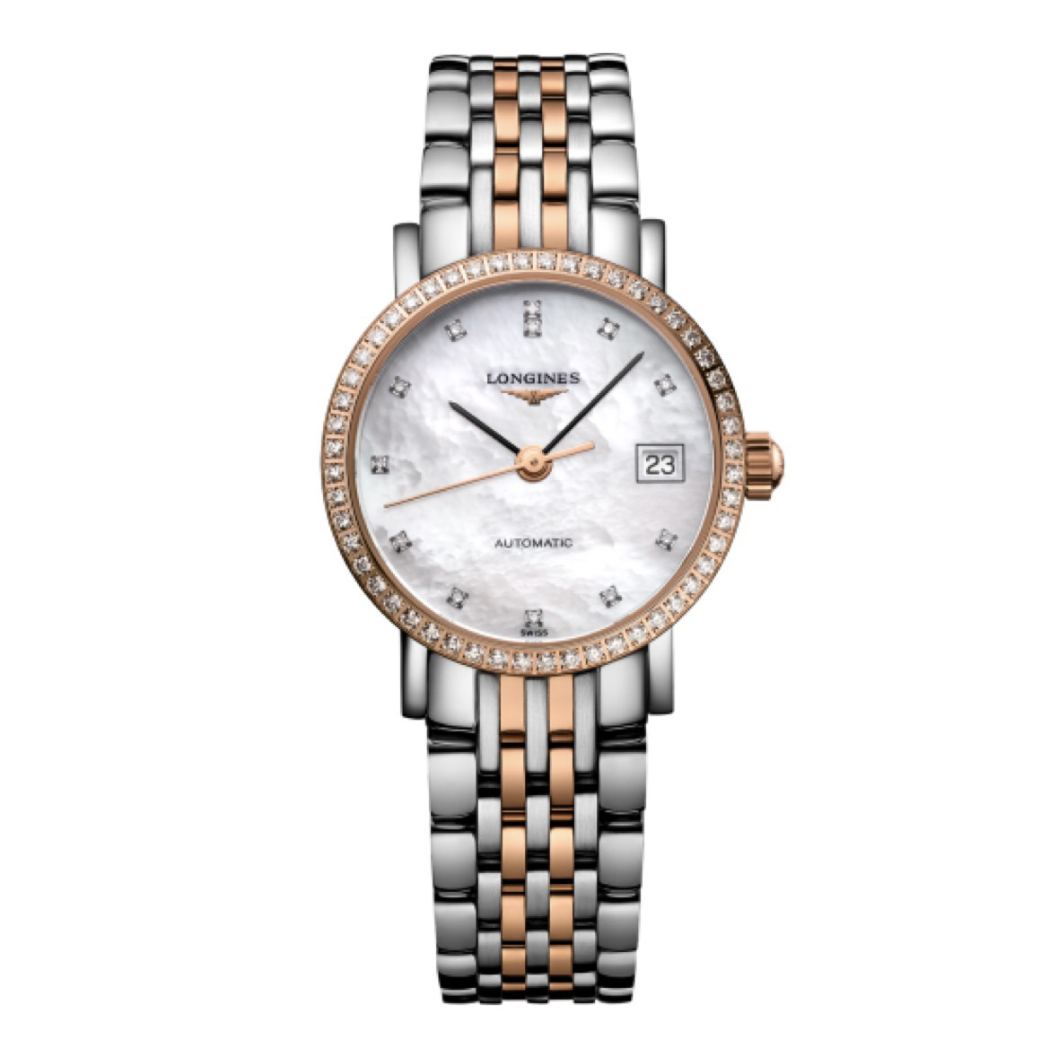 99新 Longines/浪琴 博雅309/25.5mm/贝母满钻刻机械女表